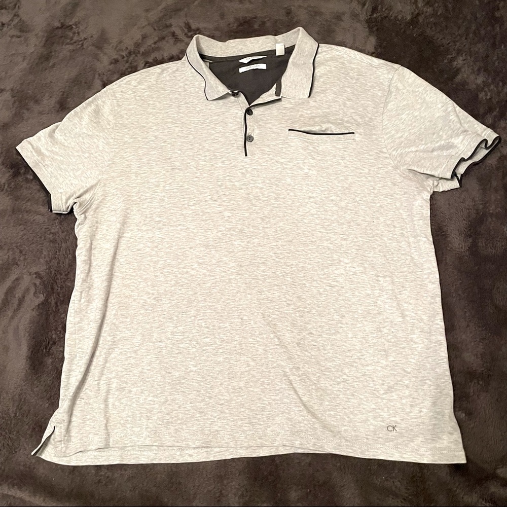 CALVIN KLEIN mens gray liquid touch polo